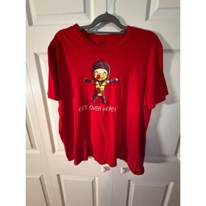 Mortal Kombat Klassic Scorpion TeeTurtle Red‎ Graphic T-Shirt Get Over Here XL